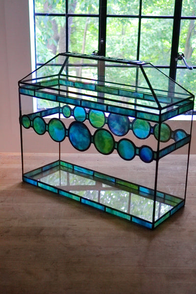 Blue/Green Planet Stained Glass Terrarium