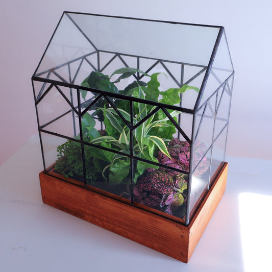 Hall House Large Handcrafted Stained Glass terrarium