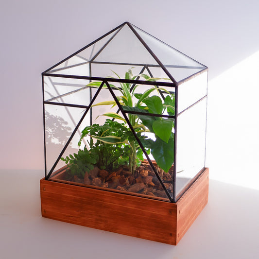 Pyramid Handmade Stained Glass Terrarium