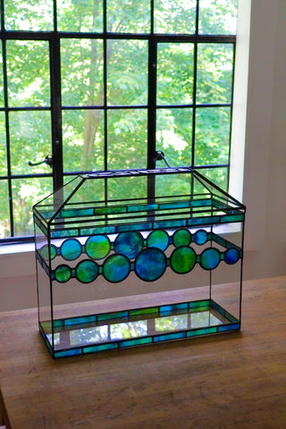 Blue/Green Planet Stained Glass Terrarium