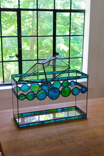 Blue/Green Planet Stained Glass Terrarium